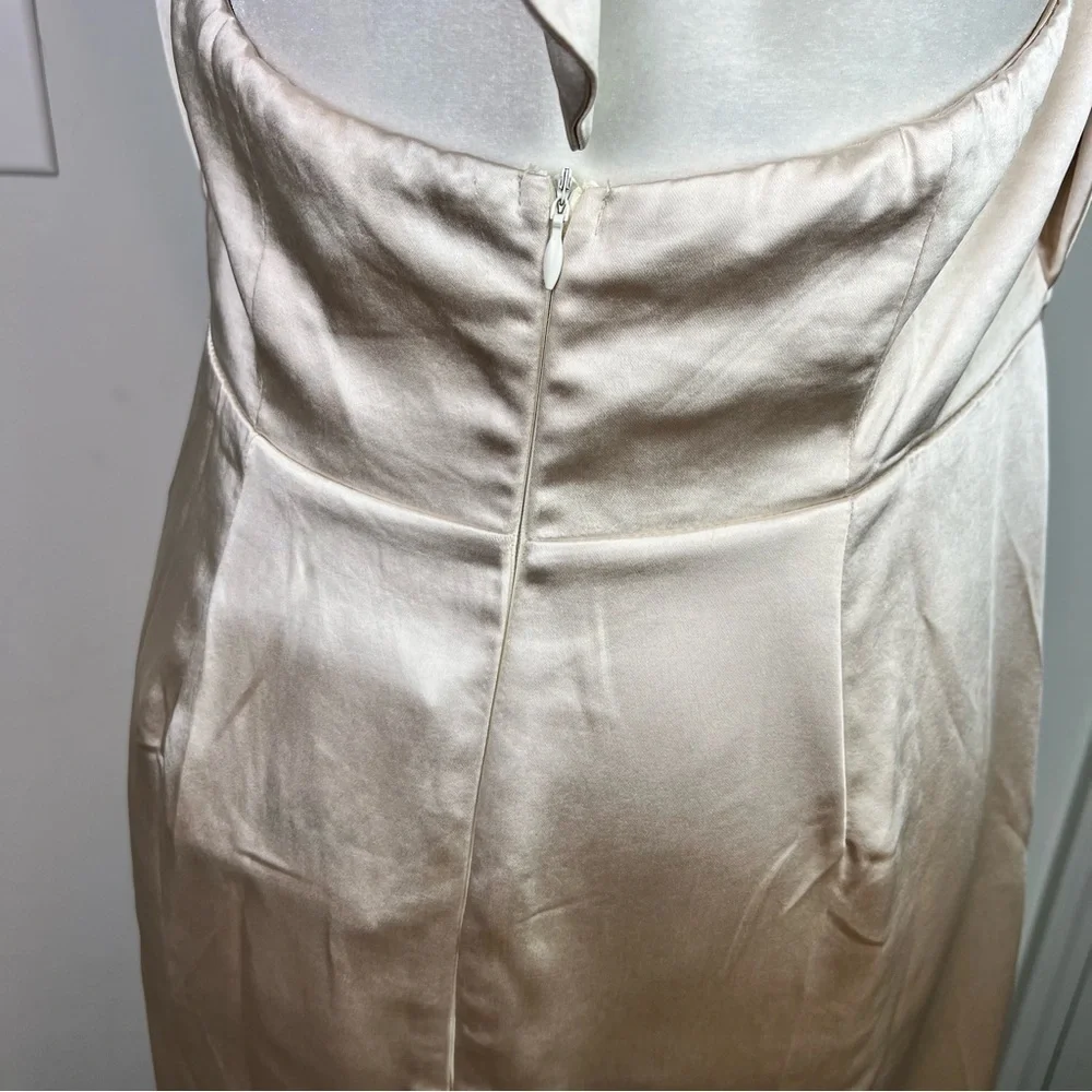 Selfie Leslie dress womens large Halter Draping Champagne Color Romantic - Picture 8 of 10